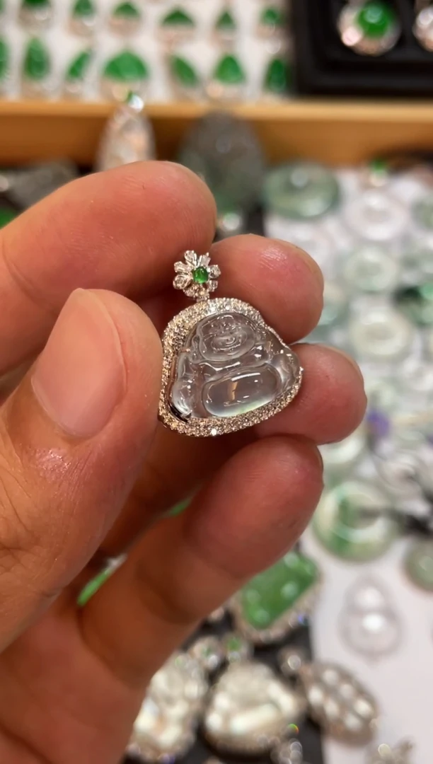 翡翠18K金镶嵌吊坠(不含链)佛公