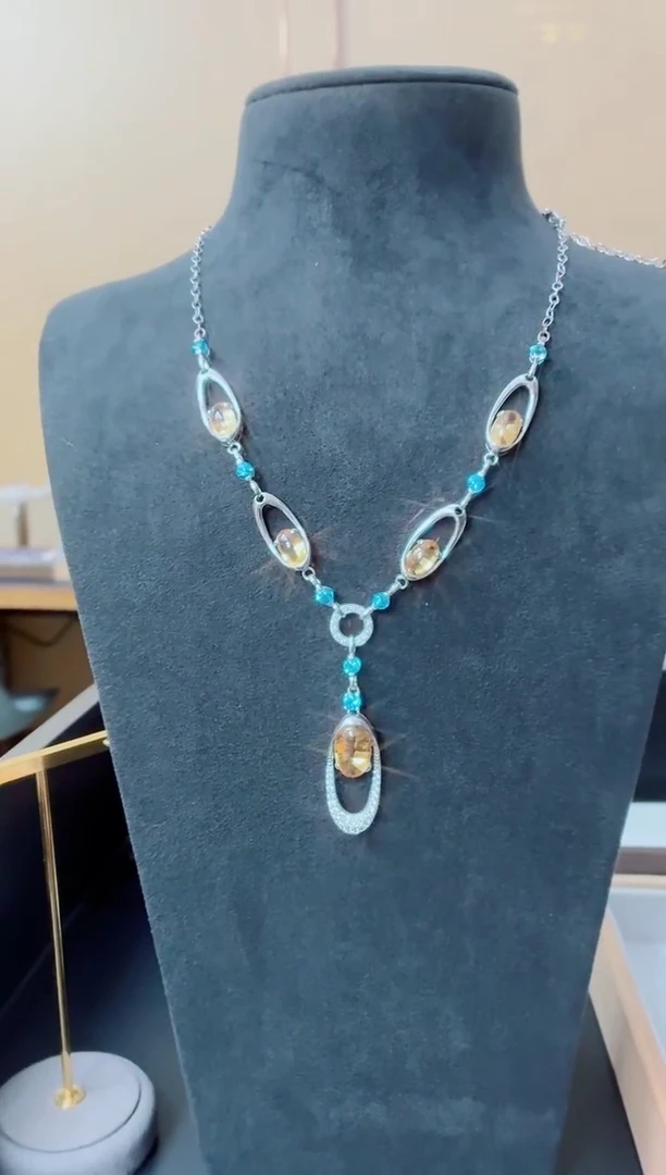 吊坠(赠链)银S925镶嵌黄晶W*Y黄晶项链