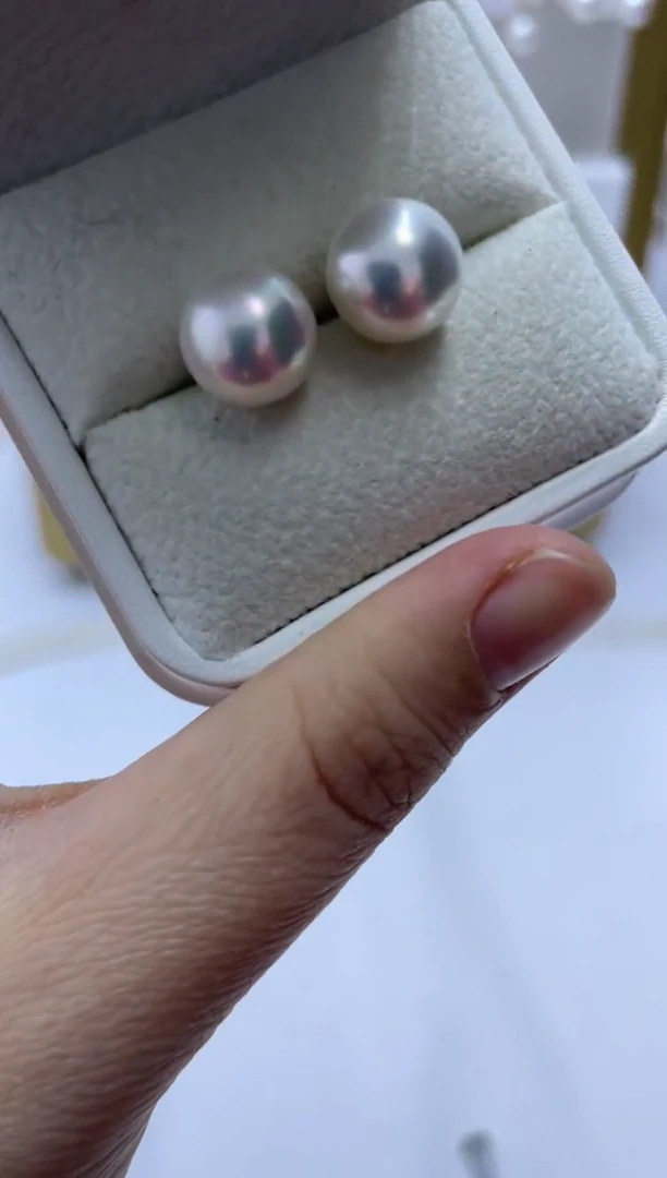 银S925镶嵌耳饰淡水珍珠43