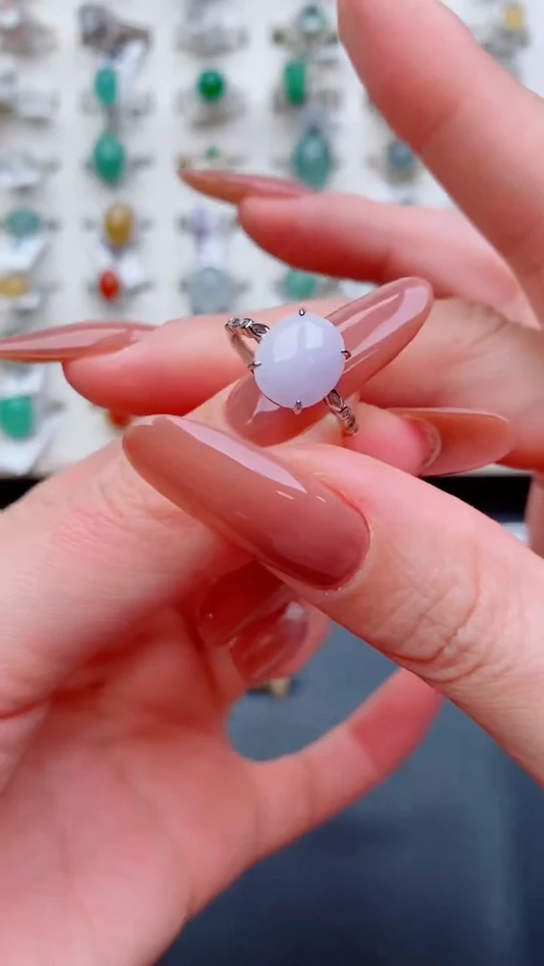 银S925镶嵌戒指翡翠...