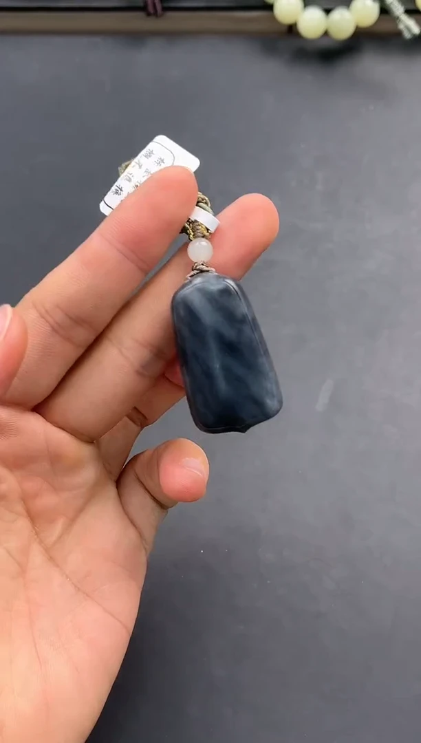 未镶嵌手串和田玉于田青花无事牌微色差