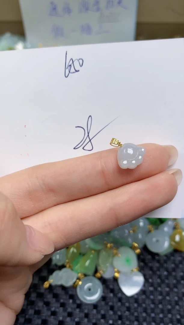 【闪购商品】翡翠颈饰18K金镶嵌天然缅甸A货翡翠