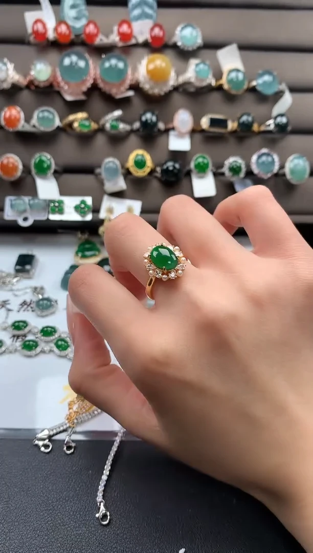 【闪购商品】翡翠戒指银S925镶嵌54132432432