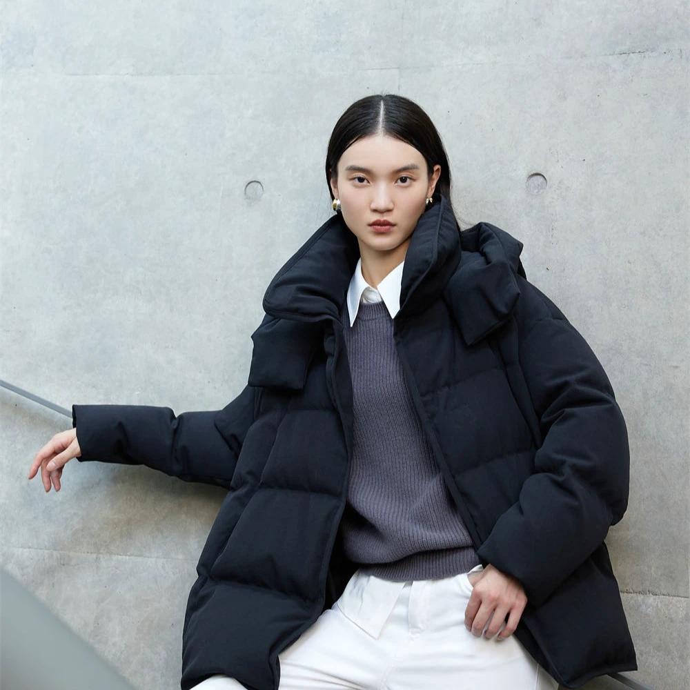 824Y857吸扣连帽一手长羽绒服宽松保暖防风羽绒服雪乡出游