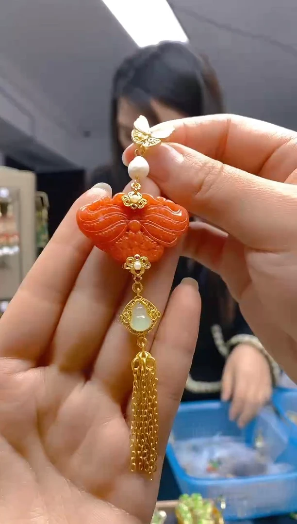 【闪购商品】翡翠耳饰合金0645翡翠压襟