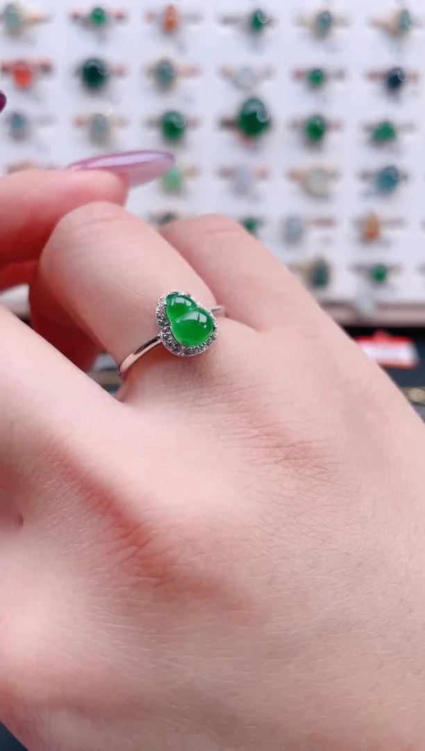 银S925镶嵌戒指翡翠天然翡翠