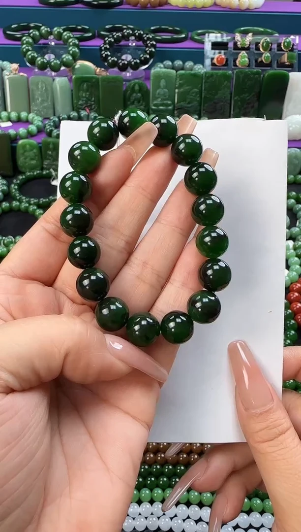 未镶嵌手串和田玉卡12聚红皮单圈手串