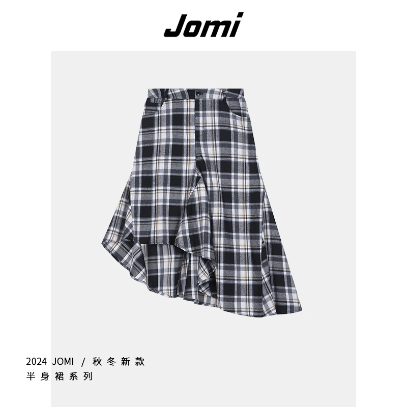 JOMI不规则格子半身裙秋季时尚简约裙子J4359003