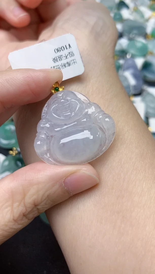 颈饰18K金镶嵌翡翠天然缅甸A货翡翠