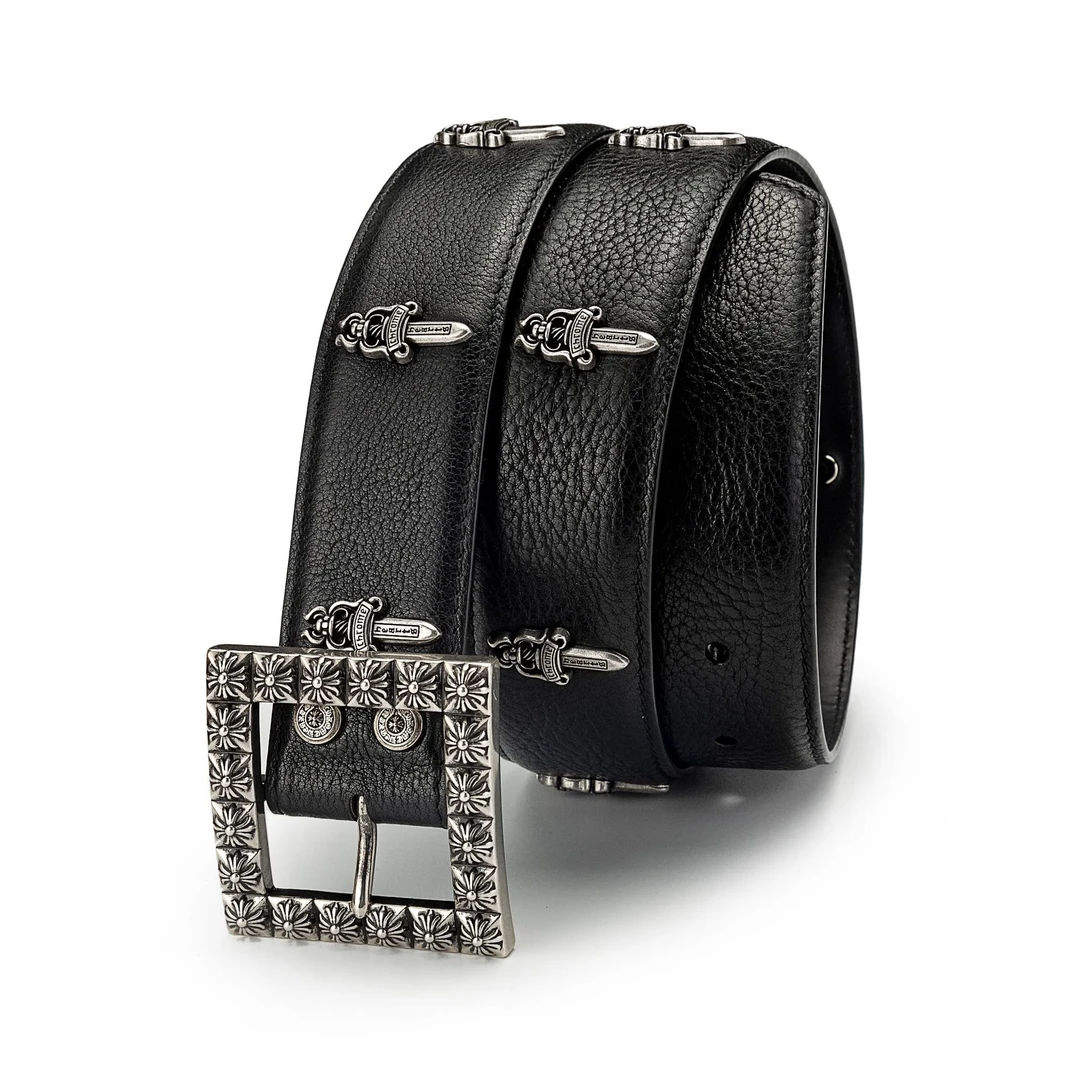 高版本进口油蜡皮黄铜镀S925真银头层油蜡牛皮裤腰带宽3.8cm针扣