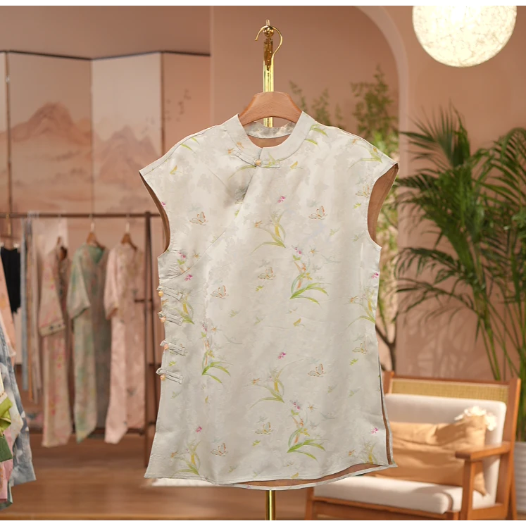 《 映水兰花-奥黛》新中式提花国风时尚休闲防晒透气中长款奥黛