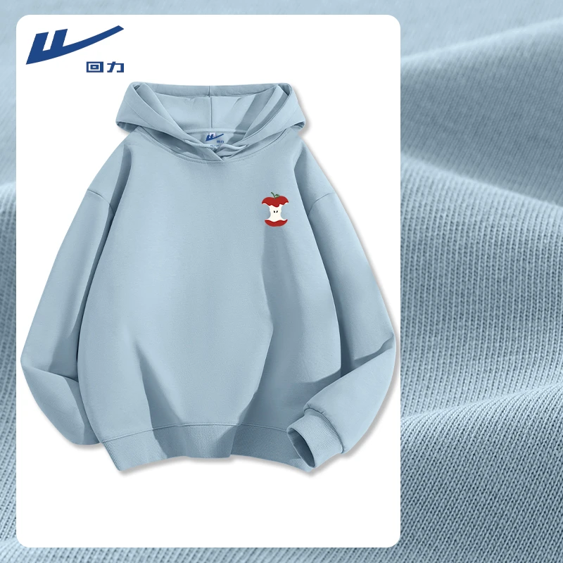 回力灰色长袖卫衣女款春秋2025新款连帽上衣女士套头设计感外套X