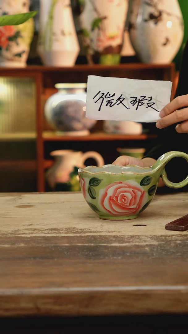 摆件 景德镇纯手工釉下彩精品花瓶