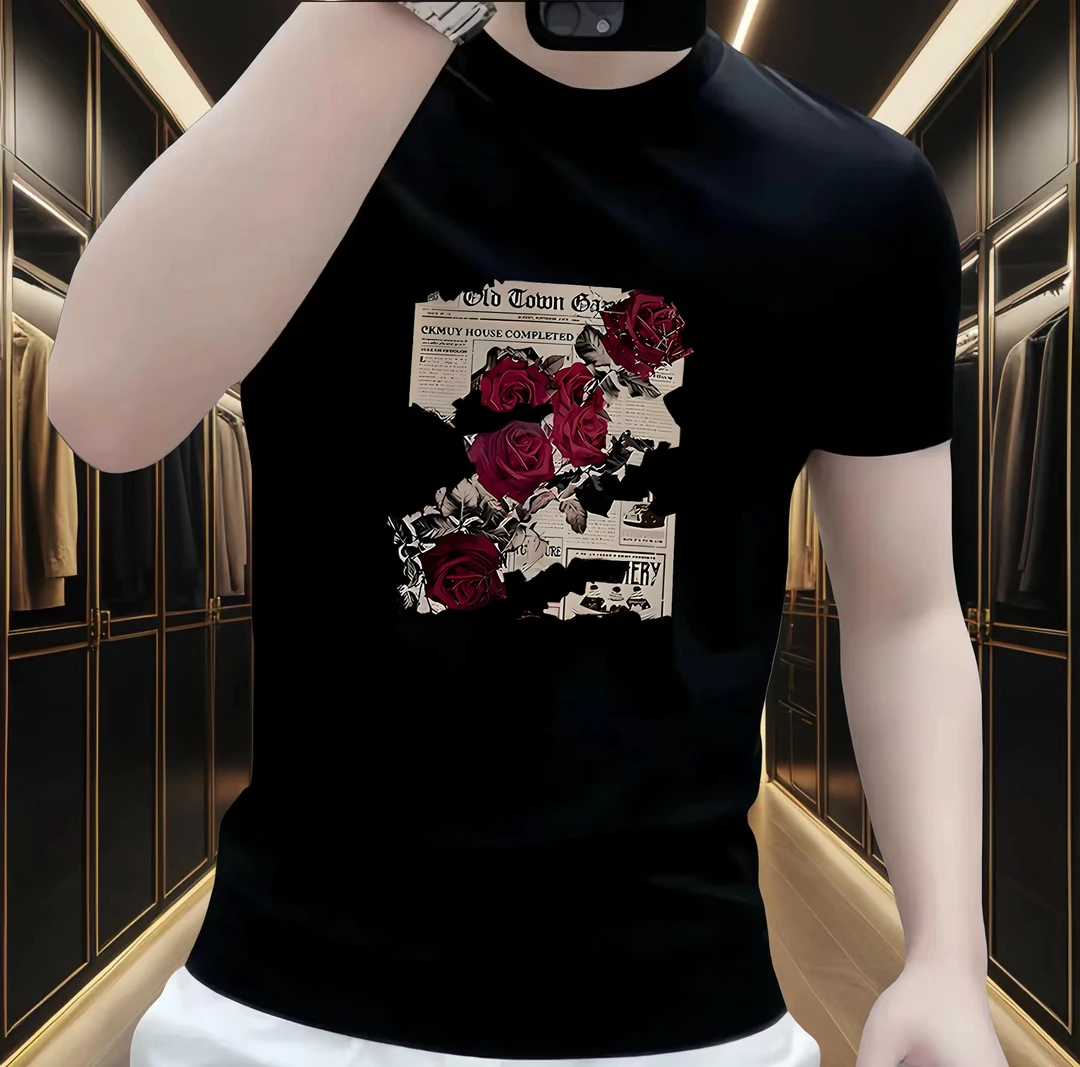 【高品质男装】2024新款潮流休闲短袖T恤简约设计感百搭上衣