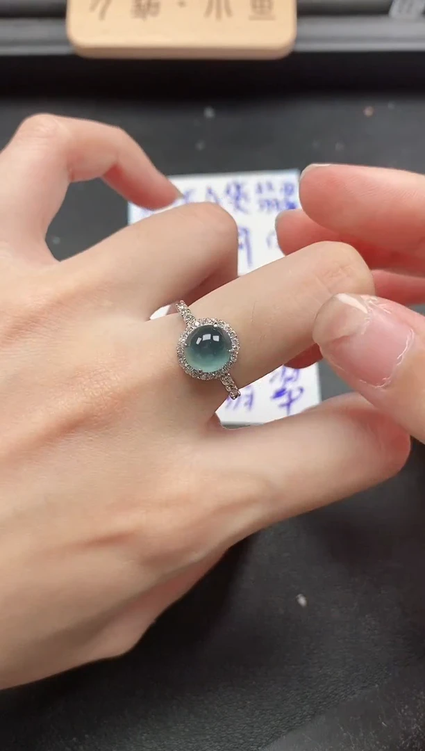 翡翠戒指银S925镶嵌51151