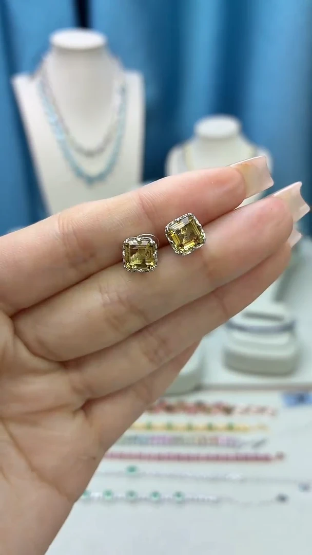 银S925镶嵌耳饰黄晶337JH0104产品一个（多样性）