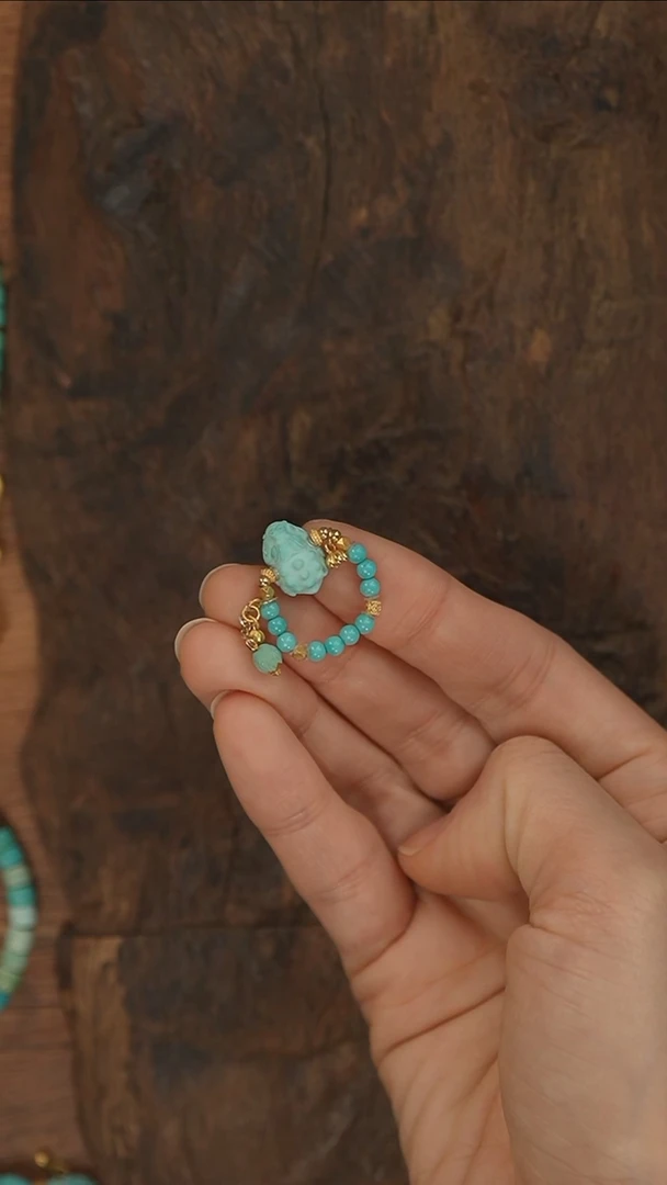 【闪购商品】绿松石戒指18K金镶嵌S2979-定制