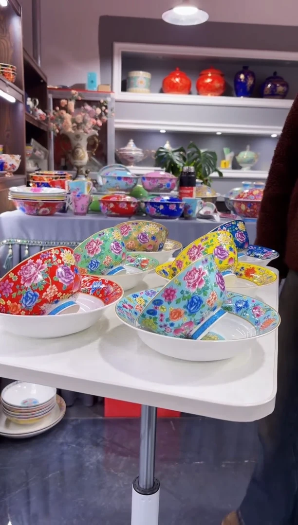 珐琅  6碗+6盘景德镇