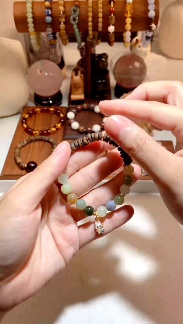 银S925镶嵌手串和田玉和田玉多宝手串diy手串 多样性发一