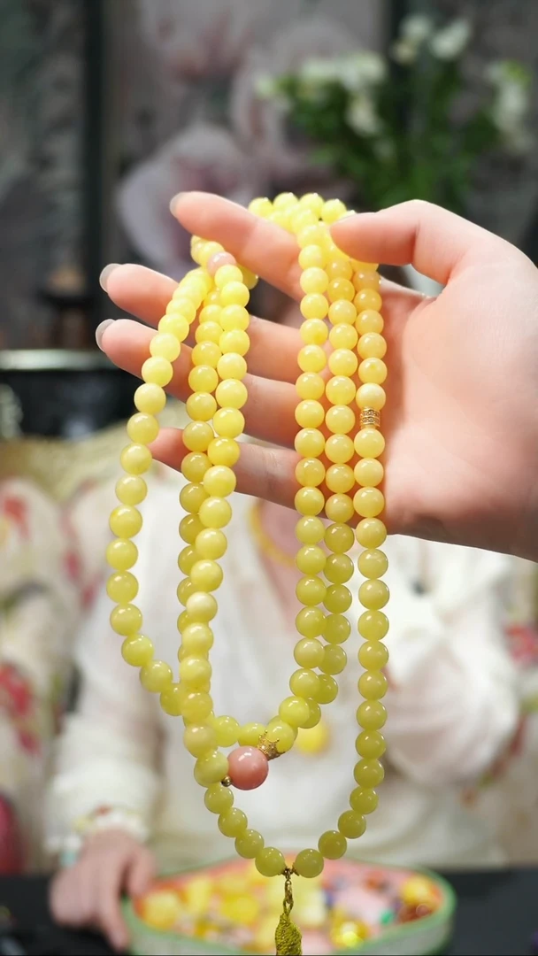 手链琥珀18K金镶嵌手串