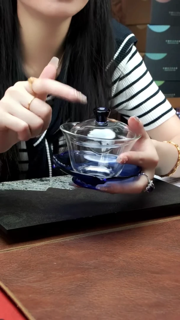 禾器 荷叶盖碗 宝蓝色