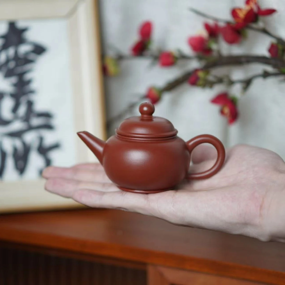 潮州手拉壶大红袍水平壶小容量全手工小品茶壶