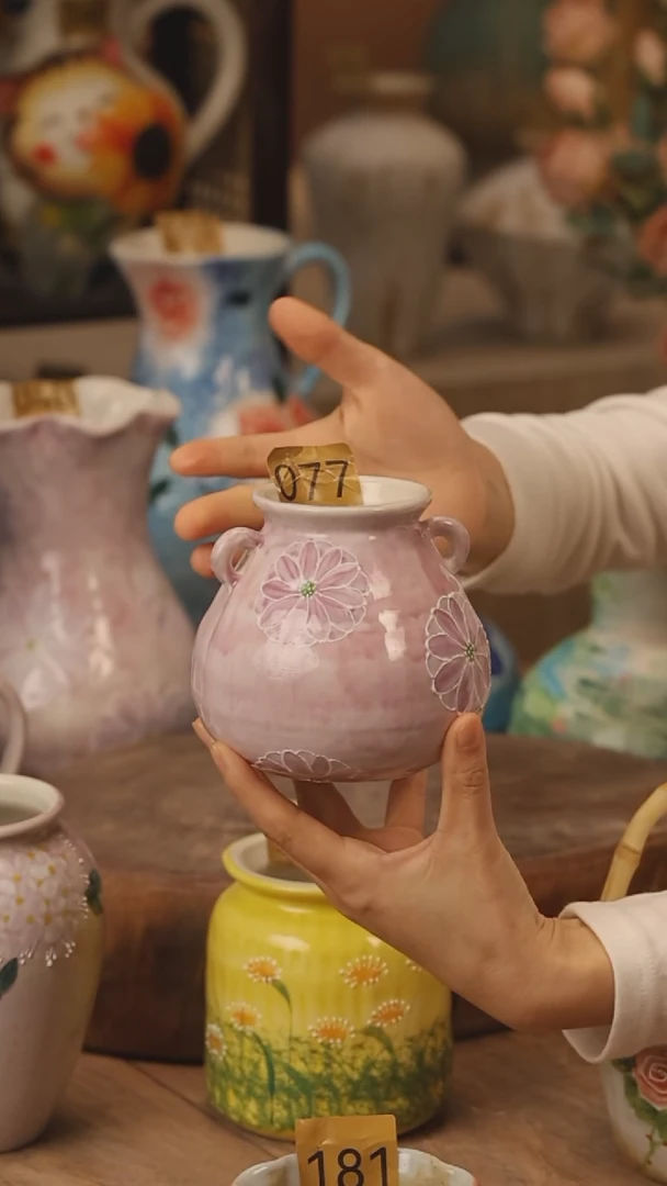 陶瓷景德镇设计师手作花器摆件侘寂风@M077@