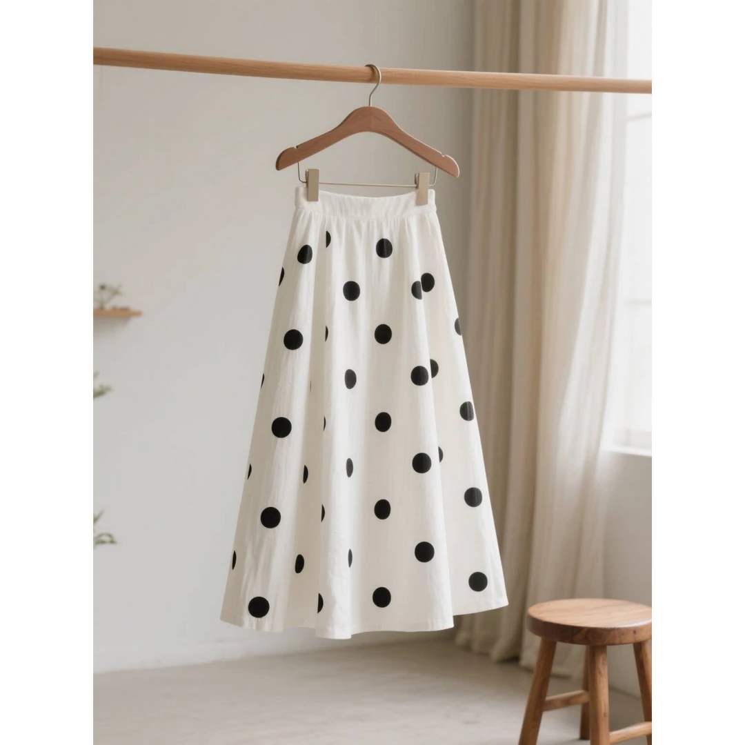 气质好的想转圈圈！波点半身裙女中长款夏季2025新款显瘦垂感a字裙