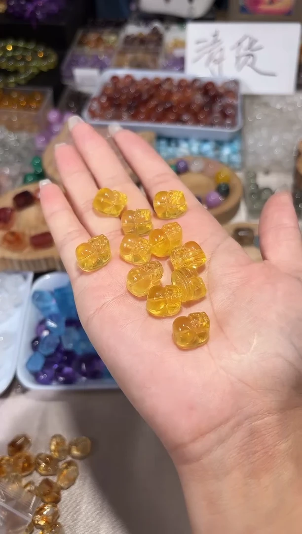 水晶手串未镶嵌Q99黄萤石貔貅宽卡9单颗