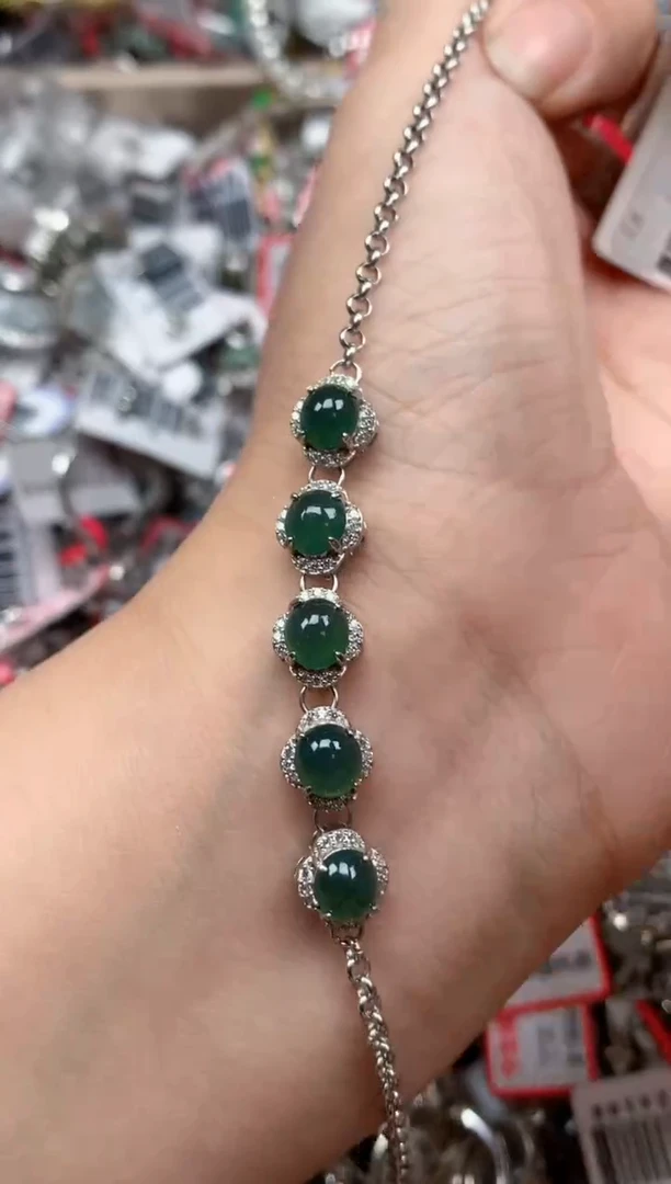 银S925镶嵌戒指翡翠天然A货缅甸翡翠