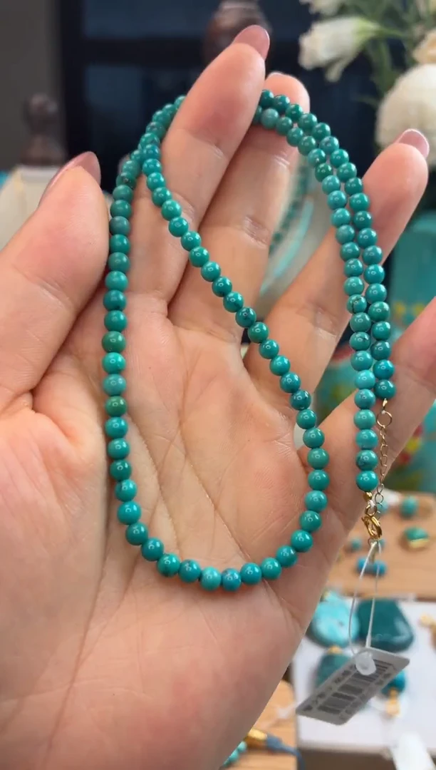 18K金镶嵌绿松石项链1