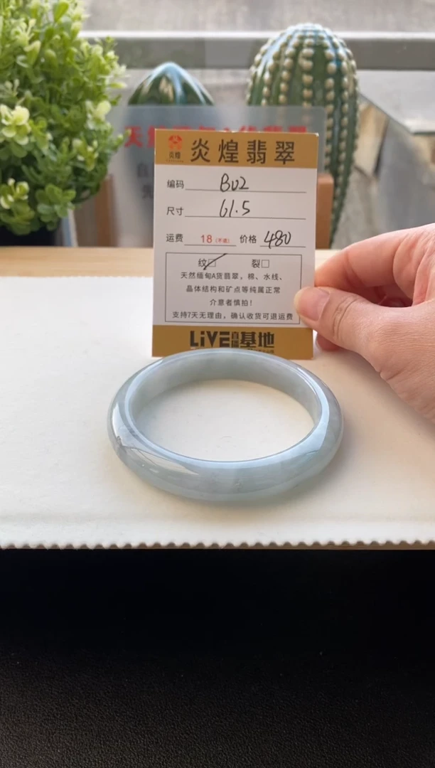未镶嵌手镯翡翠圈口61.1编码b02