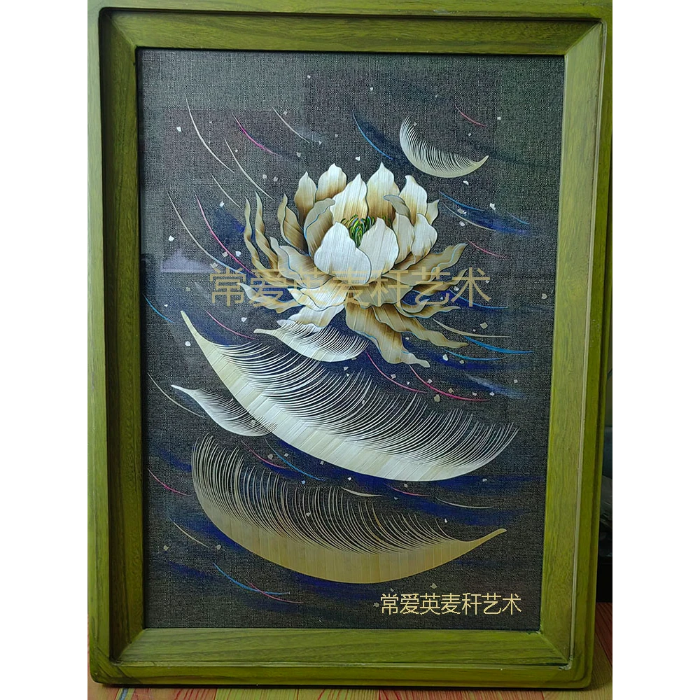 纯手工麦秆画手工艺彩色工艺装饰画家用办公礼品收藏创意原创作品