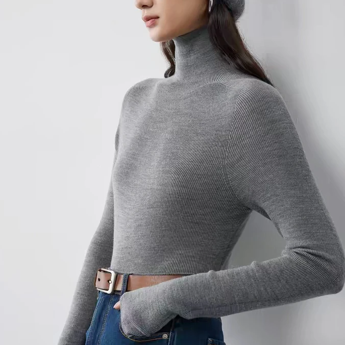 高领【100%绵羊毛 】【一线成衣 】超细精纺扬子纱上衣全羊毛打底衫