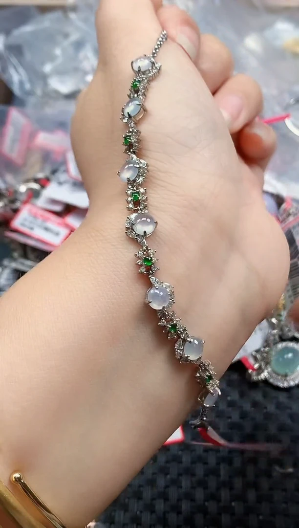 银S925镶嵌戒指翡翠天然A货缅甸翡翠