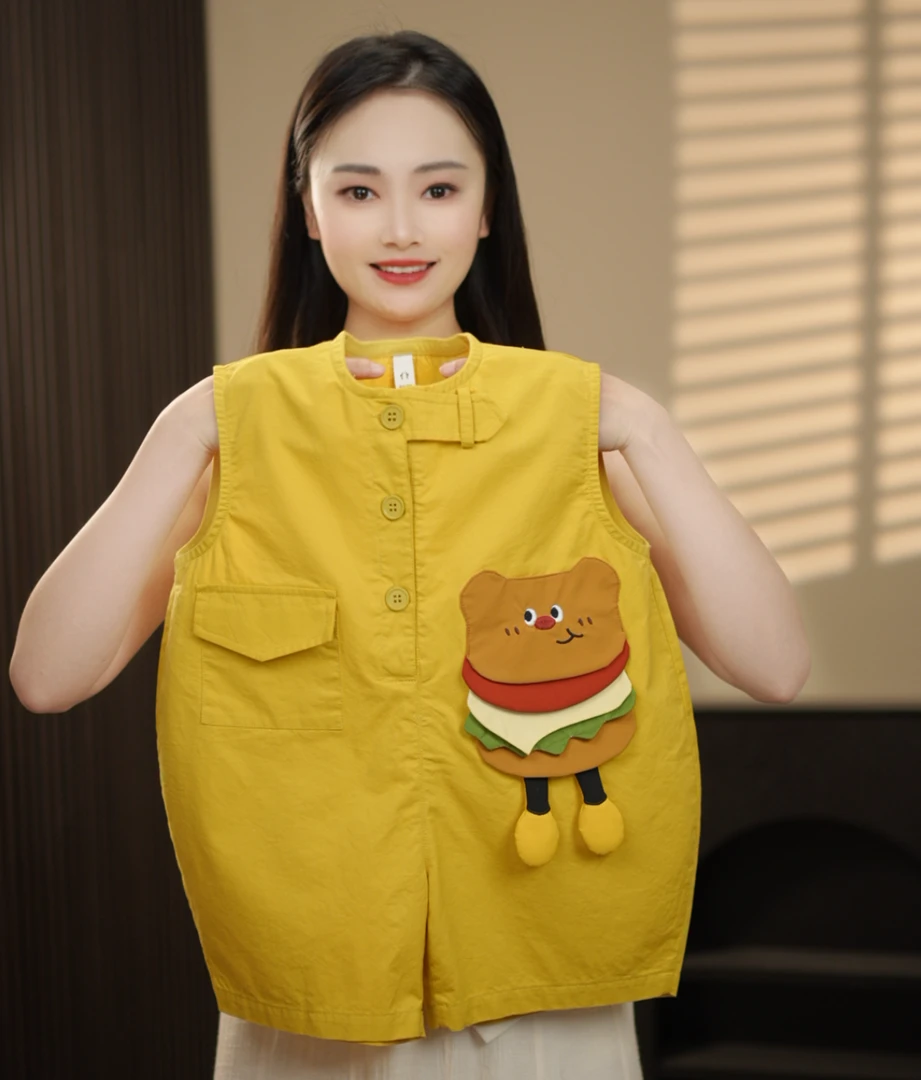 【汉堡包】2025夏季新款男女儿童无袖连体渔夫裤子26979