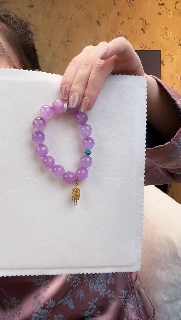 【闪购商品】锂辉石手串未镶嵌紫锂辉手串约14m1196