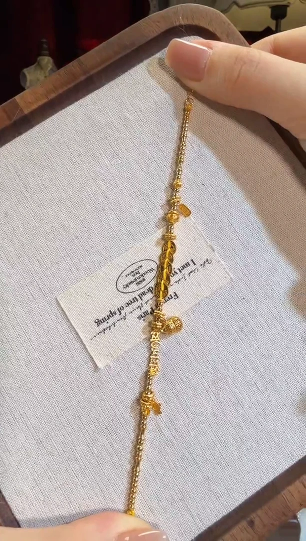 【闪购商品】淡水珍珠手绳18K金镶嵌全金五帝钱葫芦