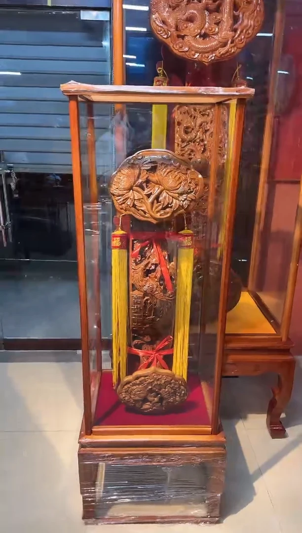 【闪购商品】桃木木雕总高1.66花开富贵