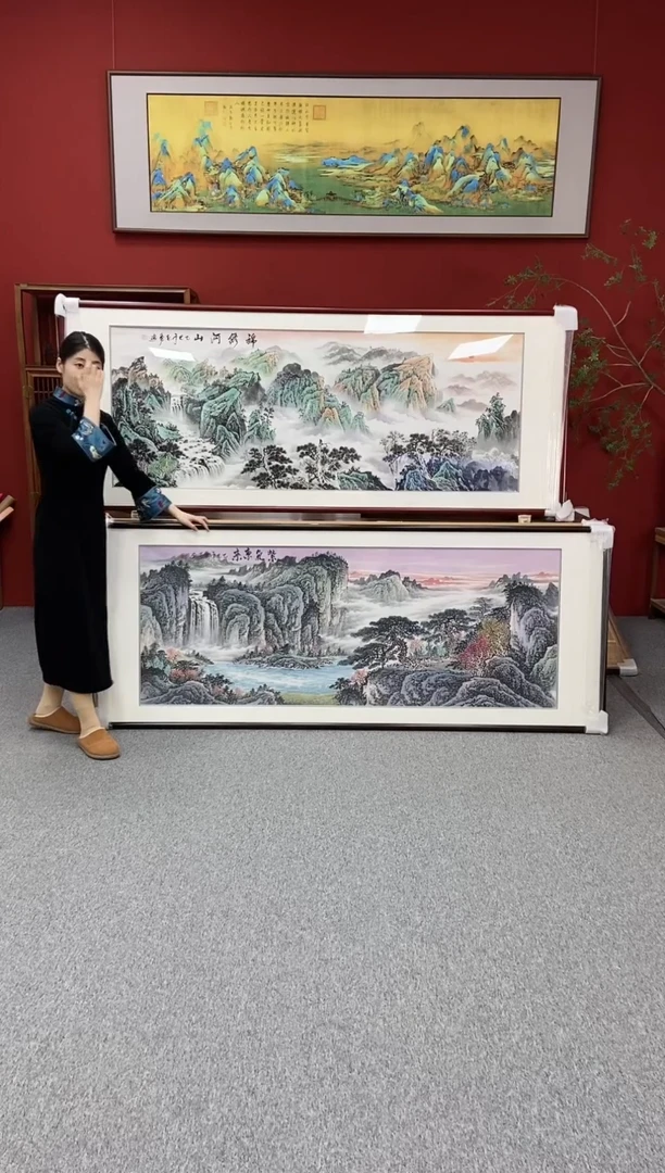 国画手绘现货 锦绣河山  219*88