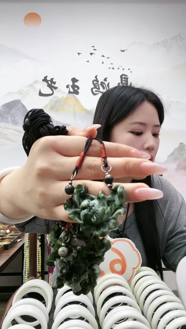 未镶嵌蛇纹石玉荷花（多样性发货发一件）