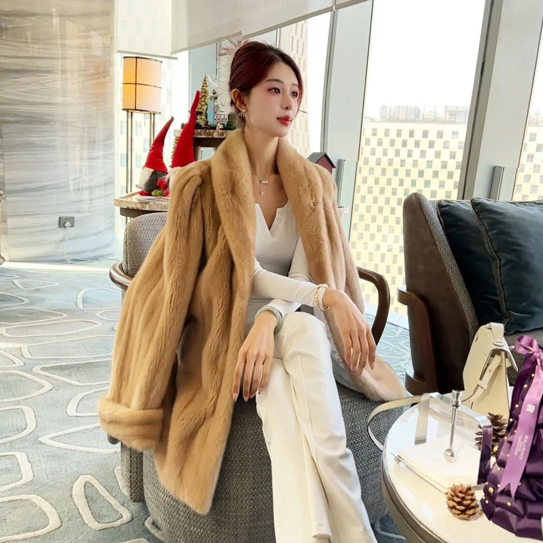 FLAME QUEEN/火焰皇后巴黎诗人 进口整貂复古挽袖貂皮大衣中长款