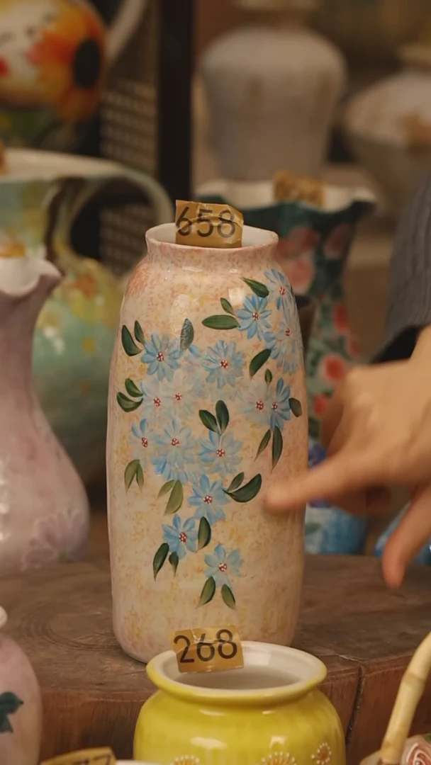 陶瓷景德镇设计师手作花器摆件侘寂风@M658@