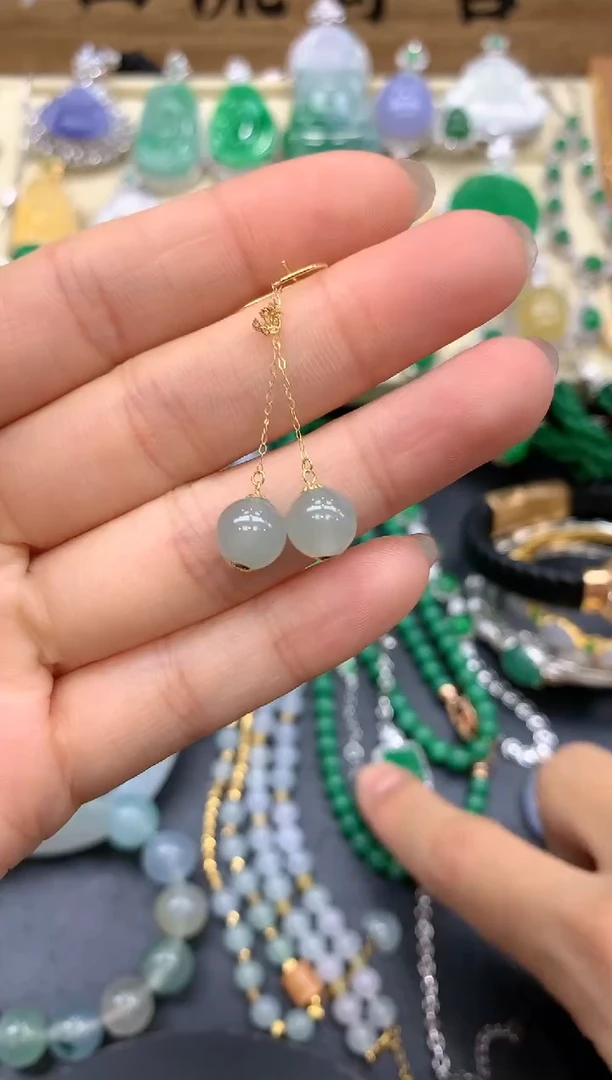 【闪购商品】翡翠耳饰18K金镶嵌82-中国好珍宝