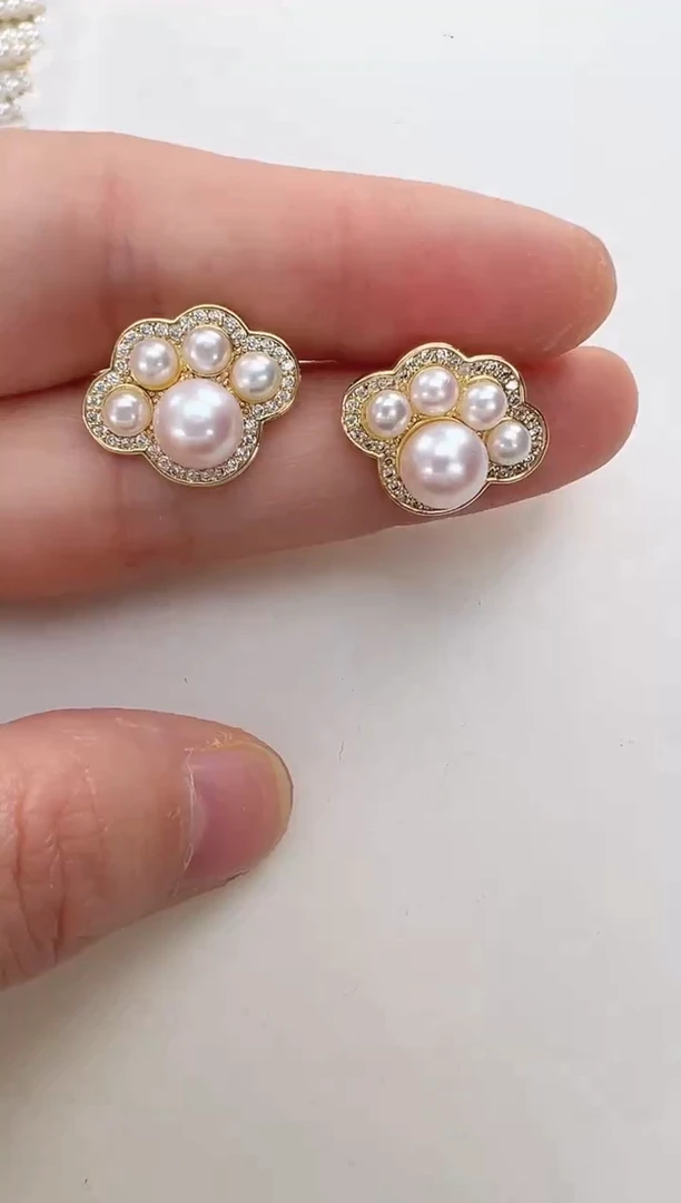 【闪购商品】淡水珍珠耳饰合金金色爪子