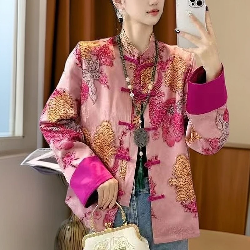 新中式重磅提花时尚凤凰春款外套上衣2025款原版正品厂家直发