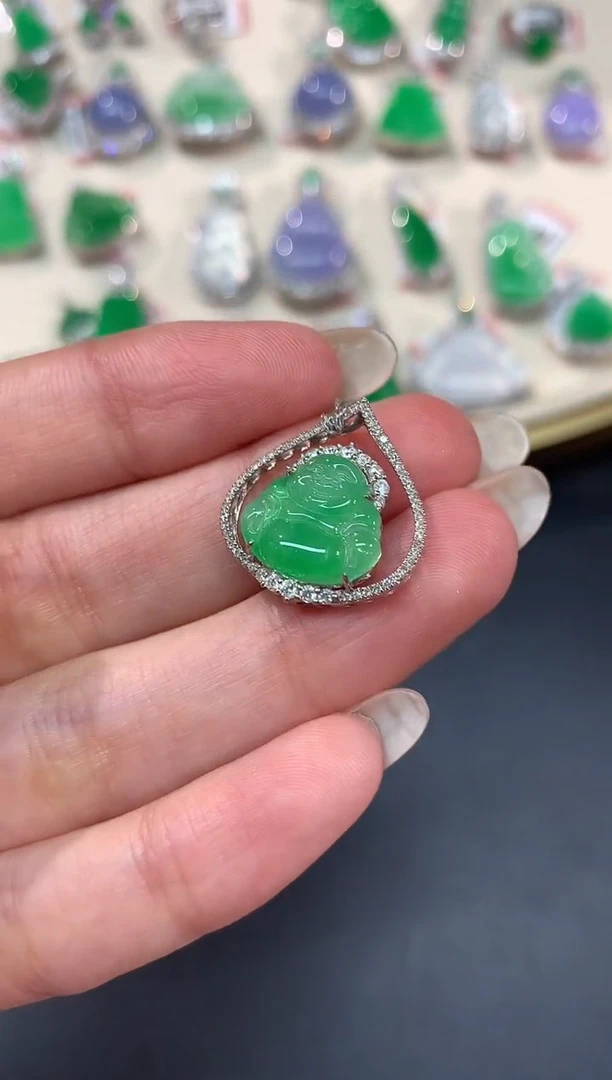 【闪购商品】翡翠吊坠(不含链)18K金镶嵌A88|5980