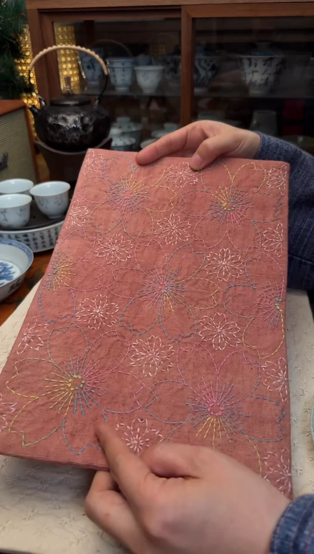 【闪购商品】织绣Cici手作刺子绣植物染柿染茶席823