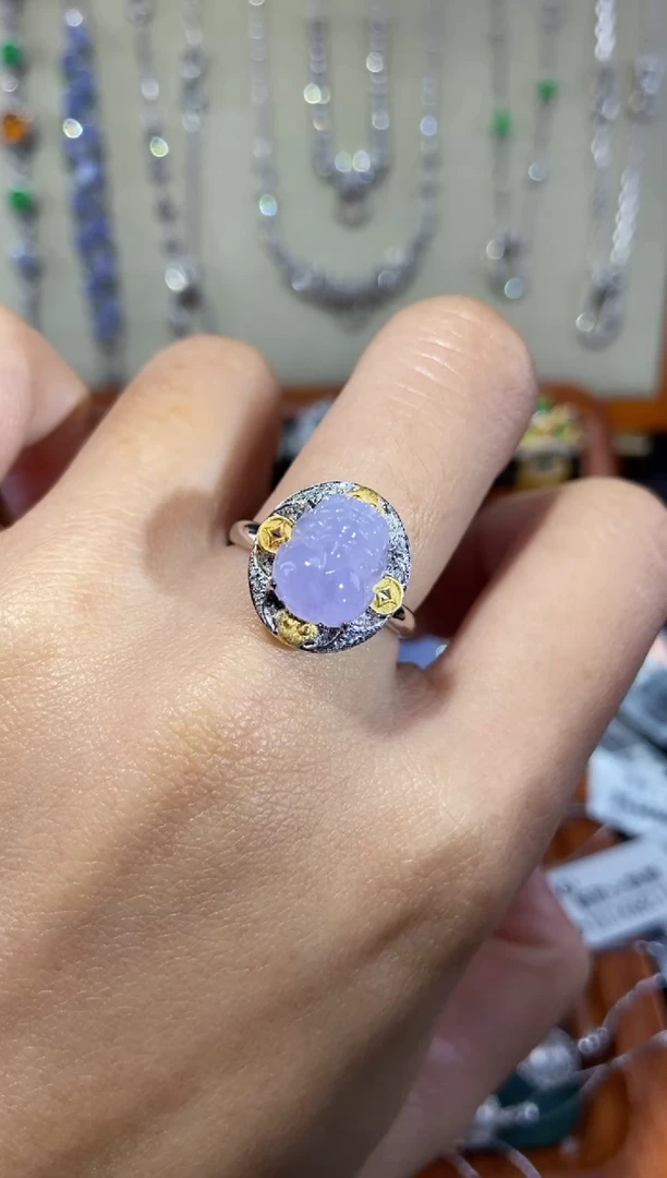 【闪购商品】翡翠戒指18K金镶嵌戒指