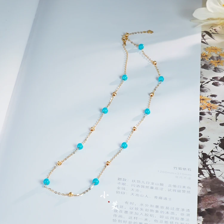 18K金美松猫眼金珠项链（多样性发）G80473